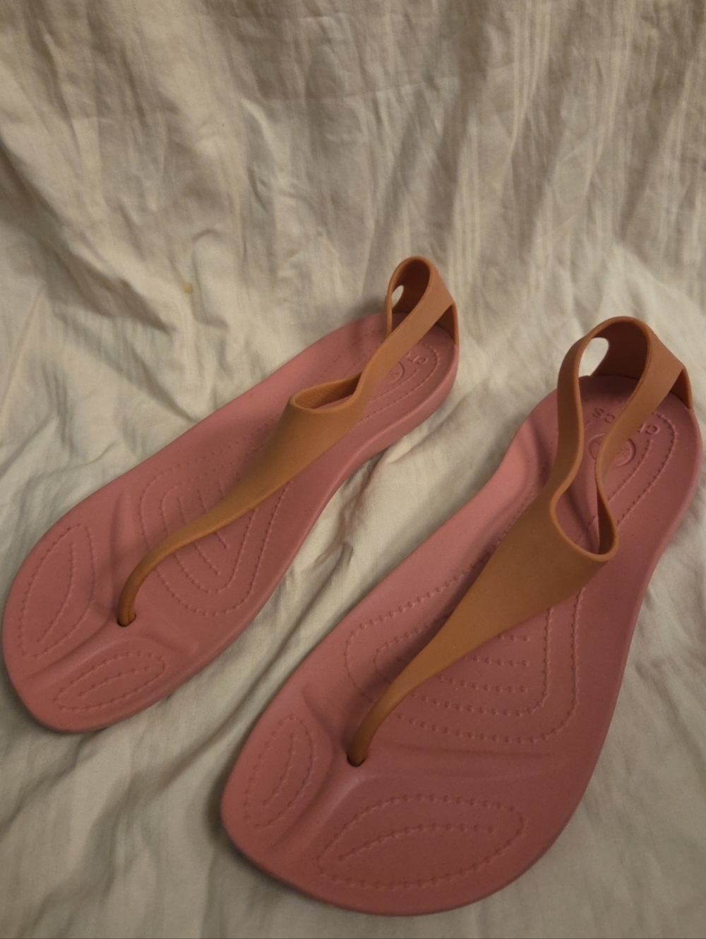 CROCS Sexi Serena Pink Flip Flop Sandals Thong T Strap Womens Size 8